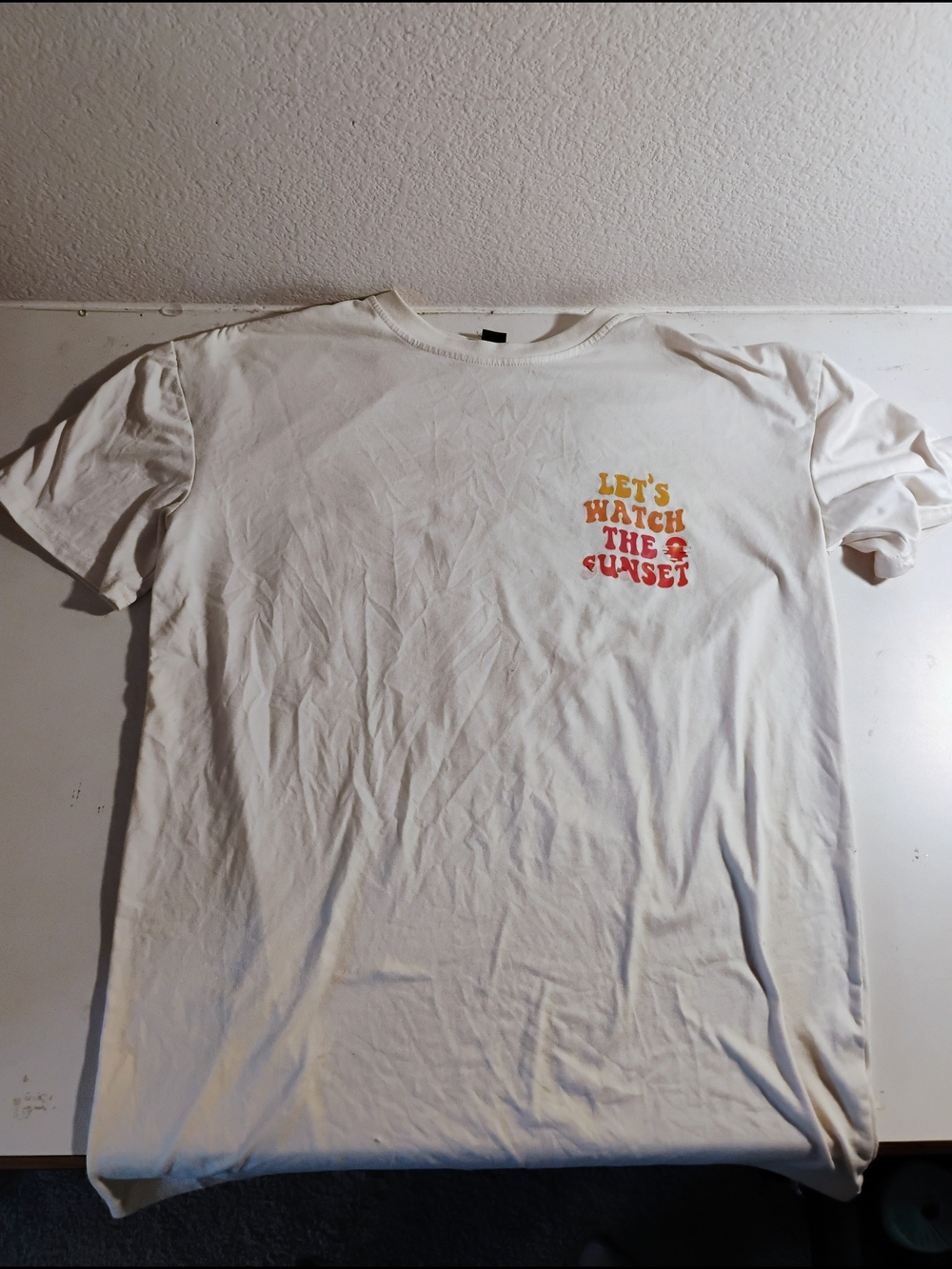 Men's White Graphic Tee - "Let's Watch the Sunset" - Picture 1 of 4